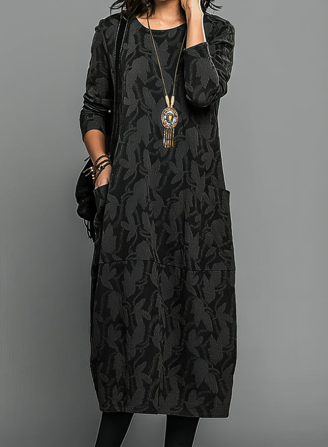 Lea | Women's Relaxed Casual Round Neck Winter Dress with Pockets