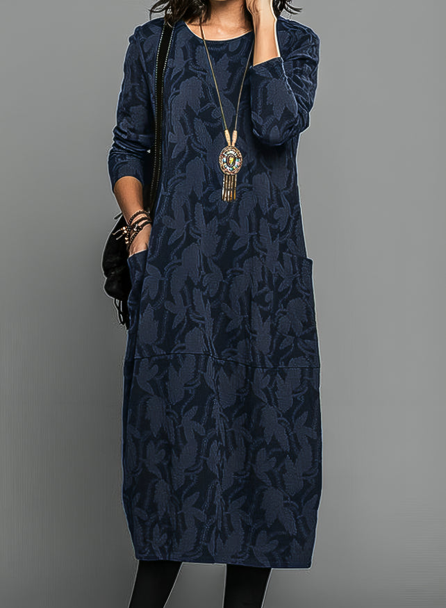 Lea | Women's Relaxed Casual Round Neck Winter Dress with Pockets
