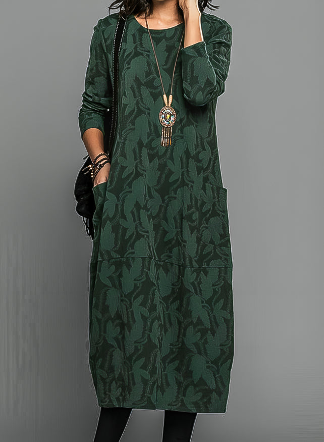 Lea | Women's Relaxed Casual Round Neck Winter Dress with Pockets