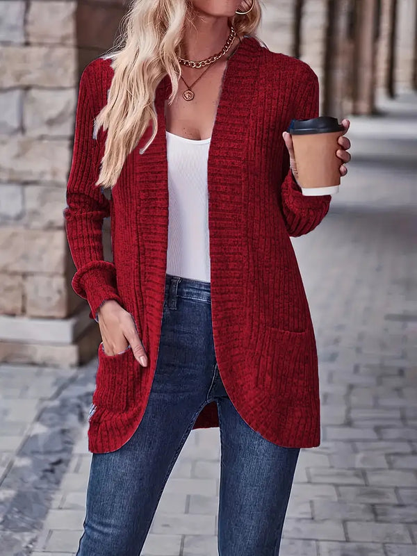 Neva™ - Elegant Ribbed Long Sleeve Cardigan