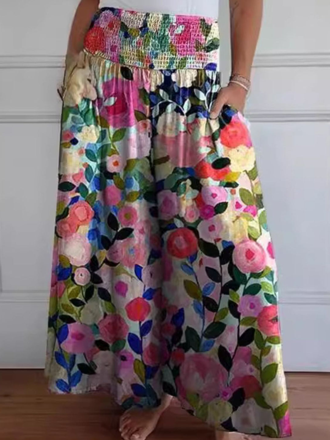 Marlene | Floral Loose-fitting Pants for summer with Pockets