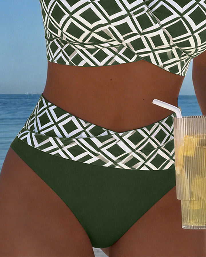 Martina | Women's Plaid Pattern Bikini with High-Waisted Briefs