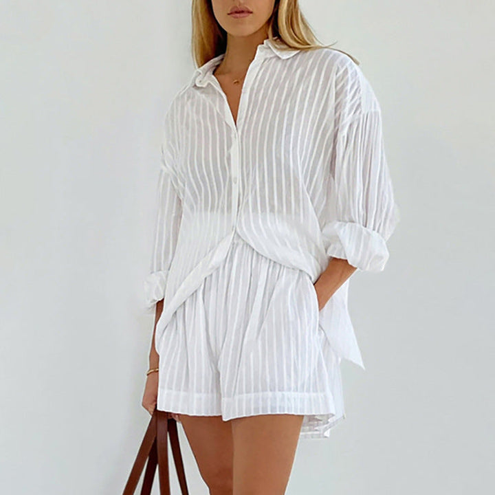 Yselia | Women's Breezy Button-Up and Shorts Set with Buttons
