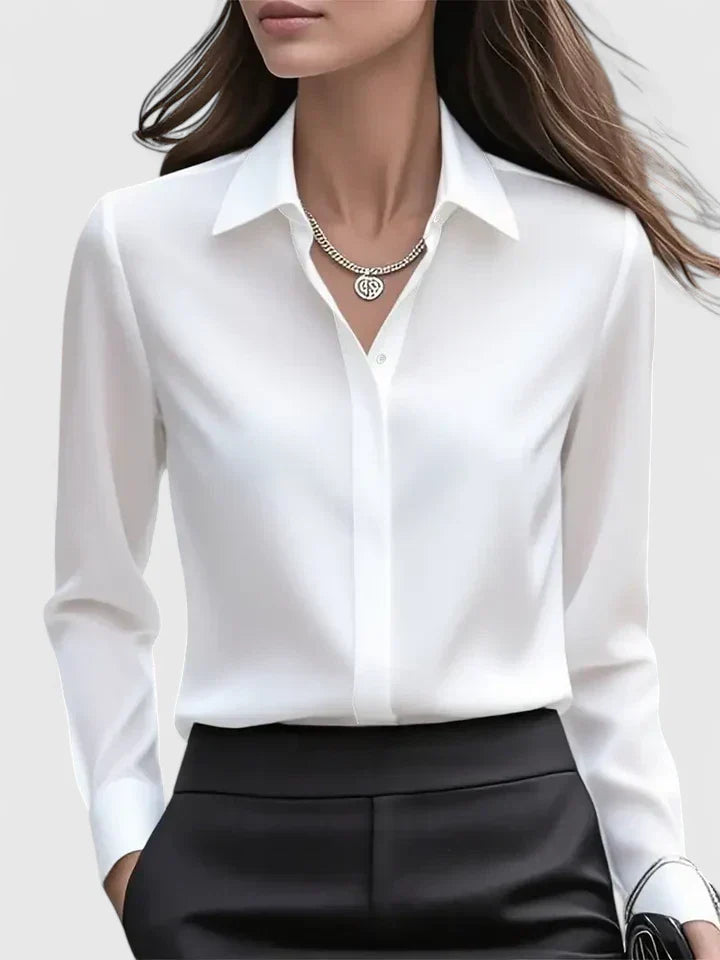 Ellen | Women's Long Sleeve Elegant Button-Down Top with Buttons