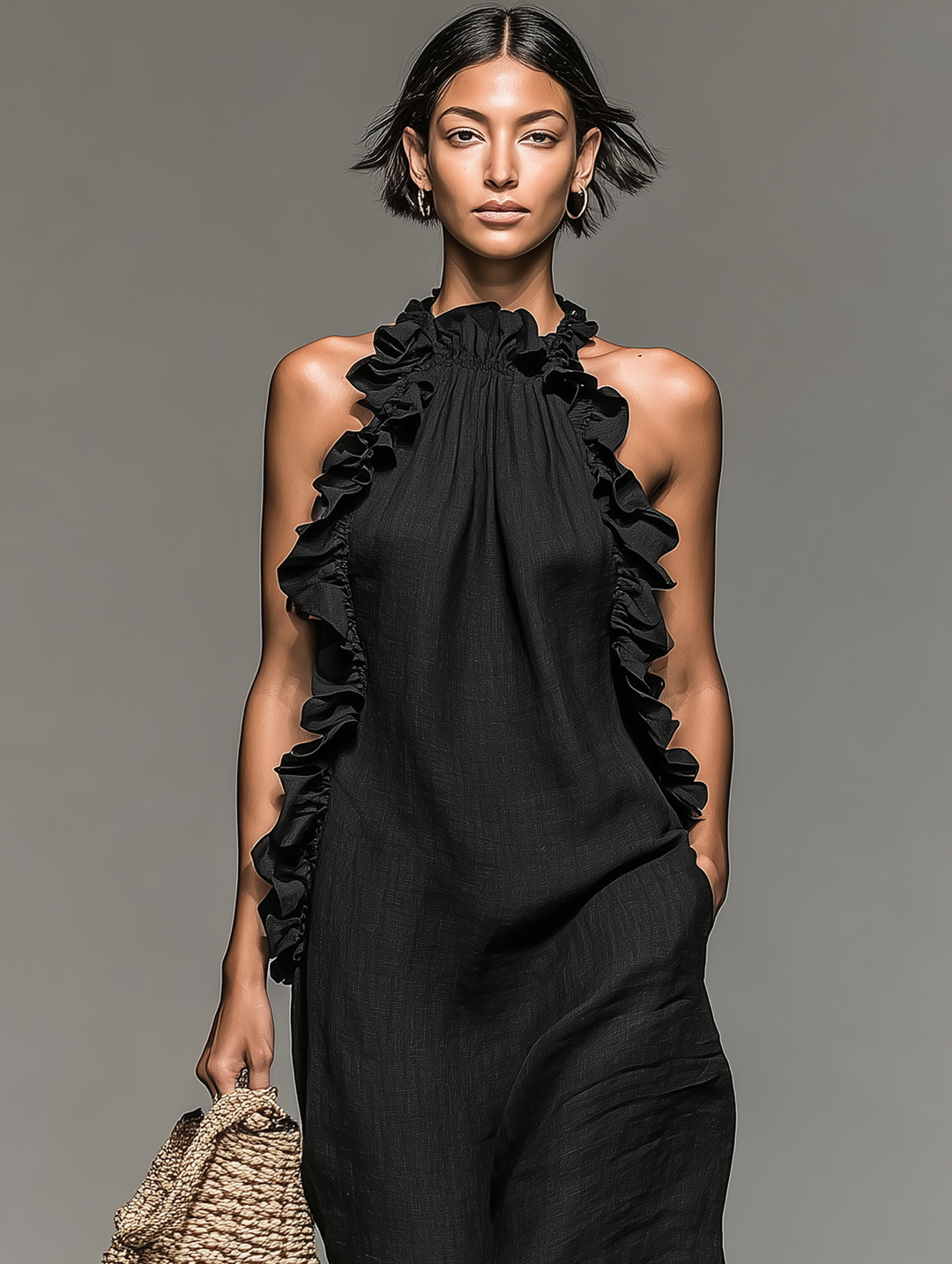 Lua | Women's Halter Sleeveless Maxi Dress with Ruffles