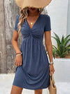 Feliz™ - Chic Twist Front V-Neck Dress