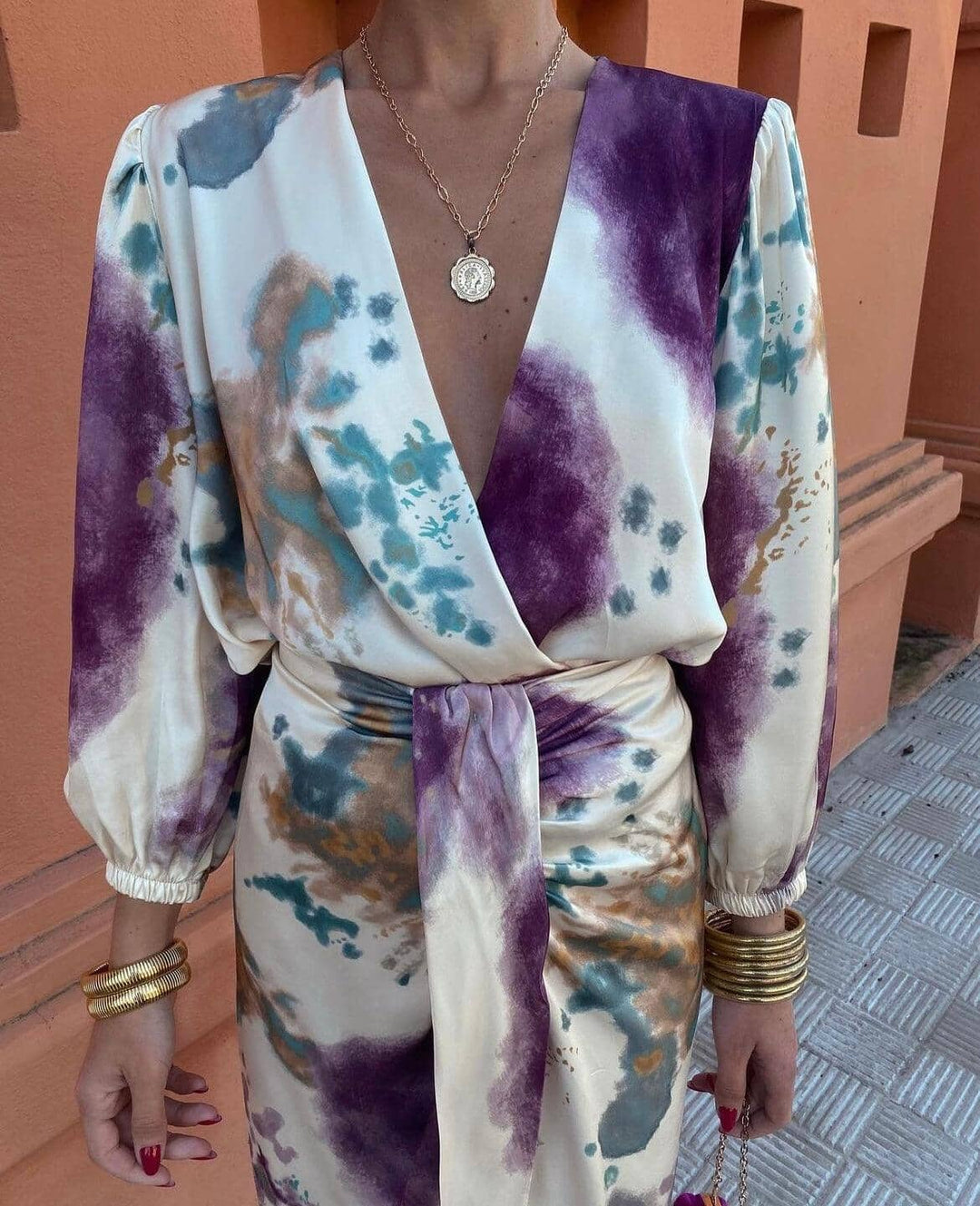 Mora | Long Sleeve V-Neck Elegant Women's Dress