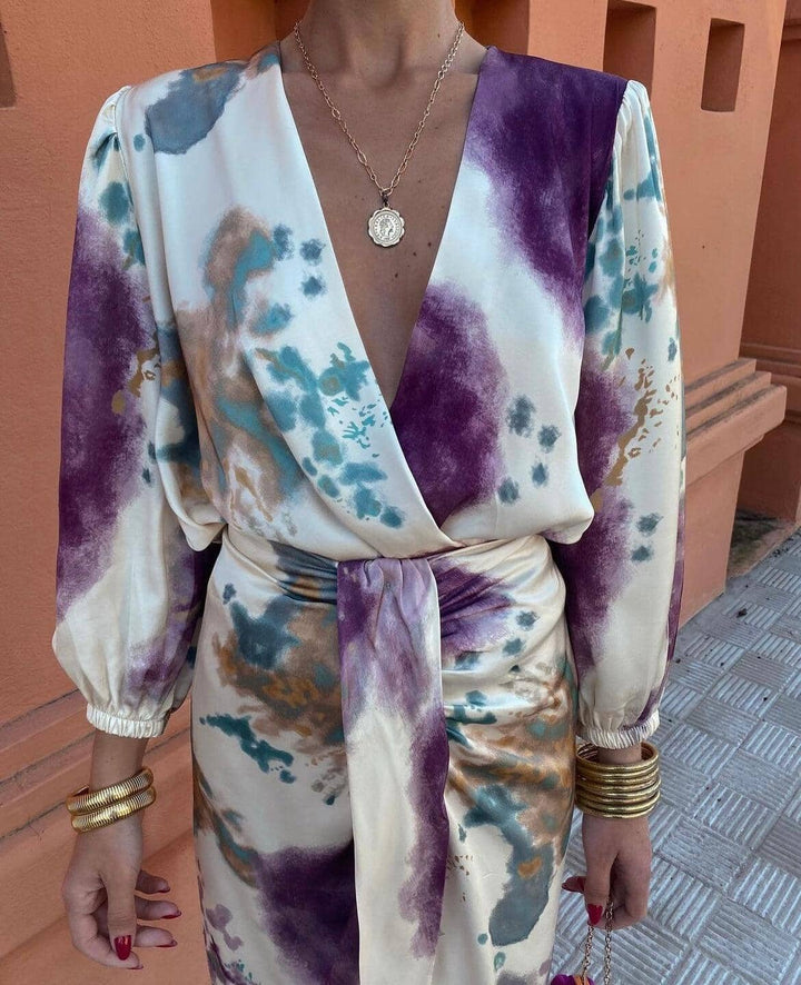Mora | Long Sleeve V-Neck Elegant Women's Dress