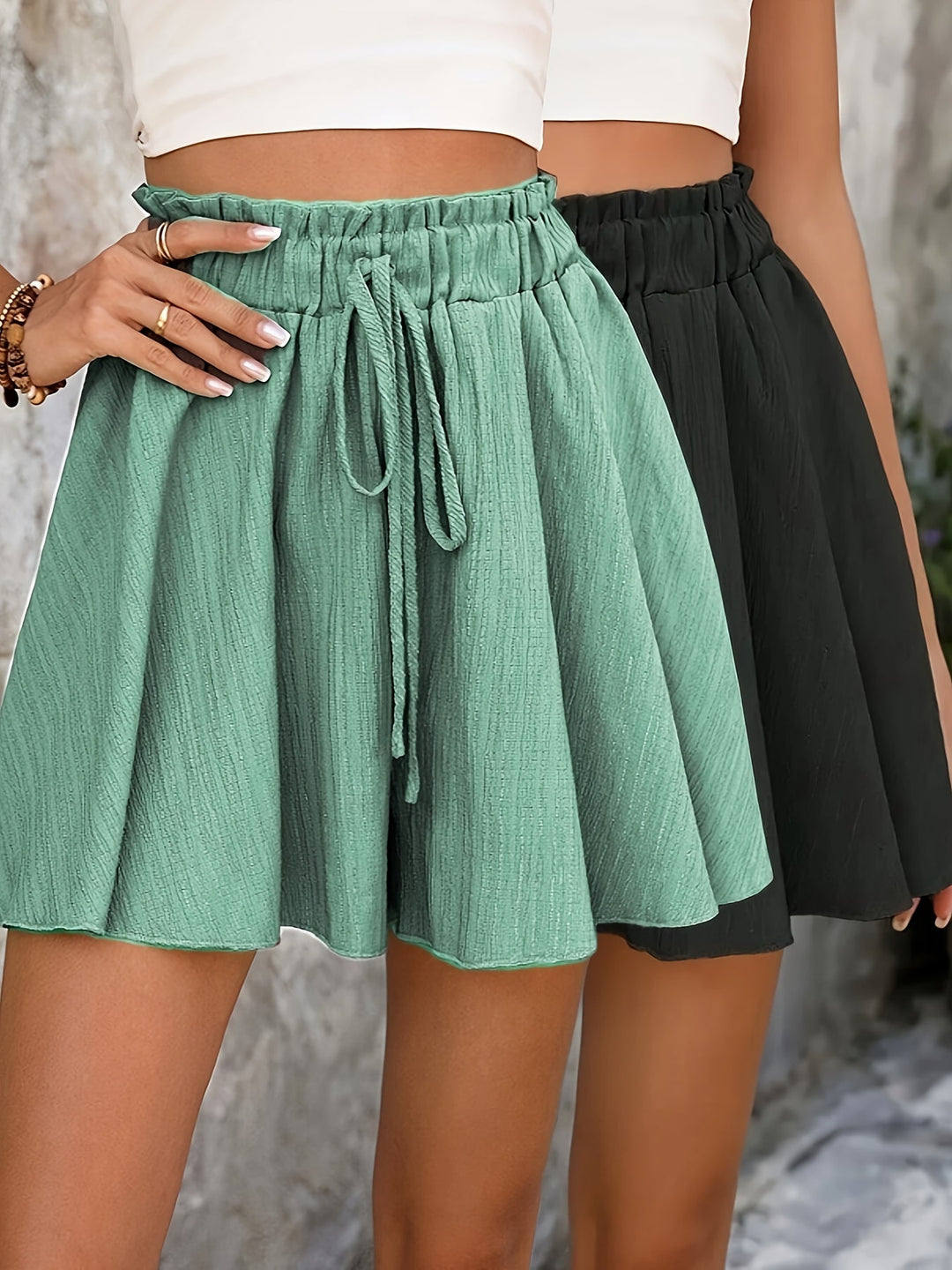 Vega | Loose Elegant Beach Shorts with Drawstring
