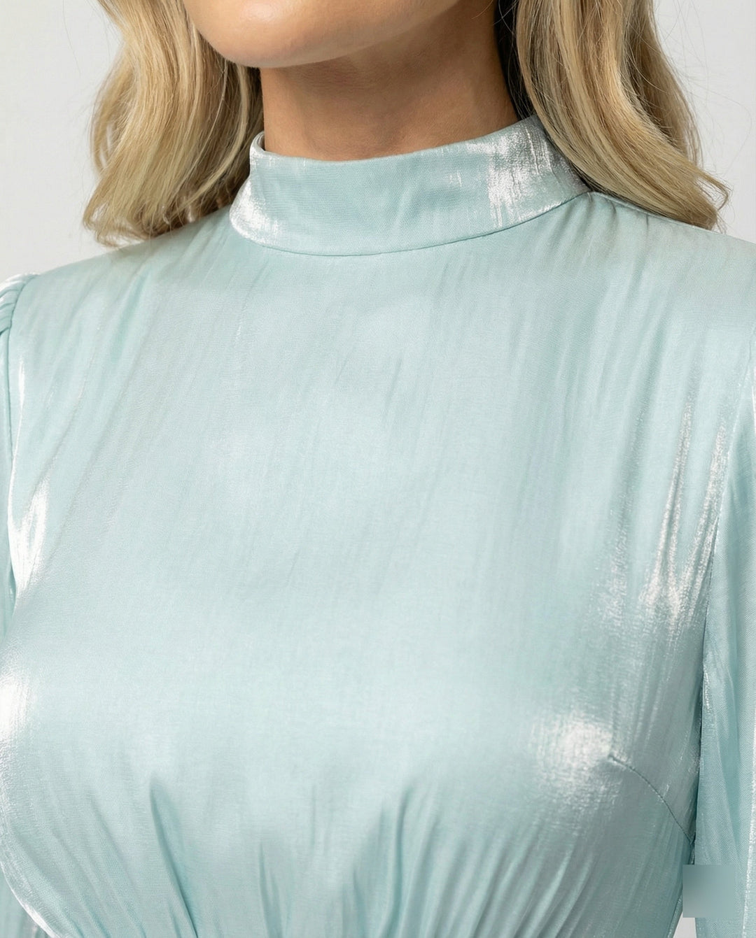 Women's Pleated Maxi Dress with Long Sleeves