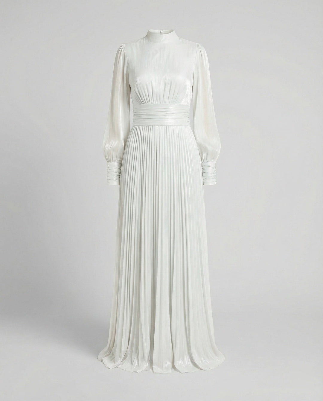 Women's Pleated Maxi Dress with Long Sleeves