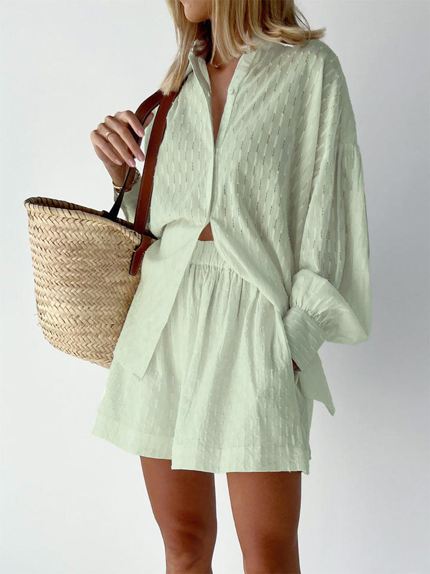 Elizabeth | Women's Breezy Shirt And Shorts Set with Buttons