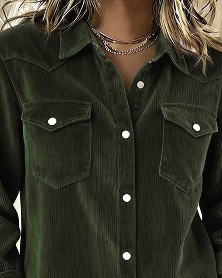 Lyra | Women's Classic Long Sleeve Shirt with Notch Collar and Buttons
