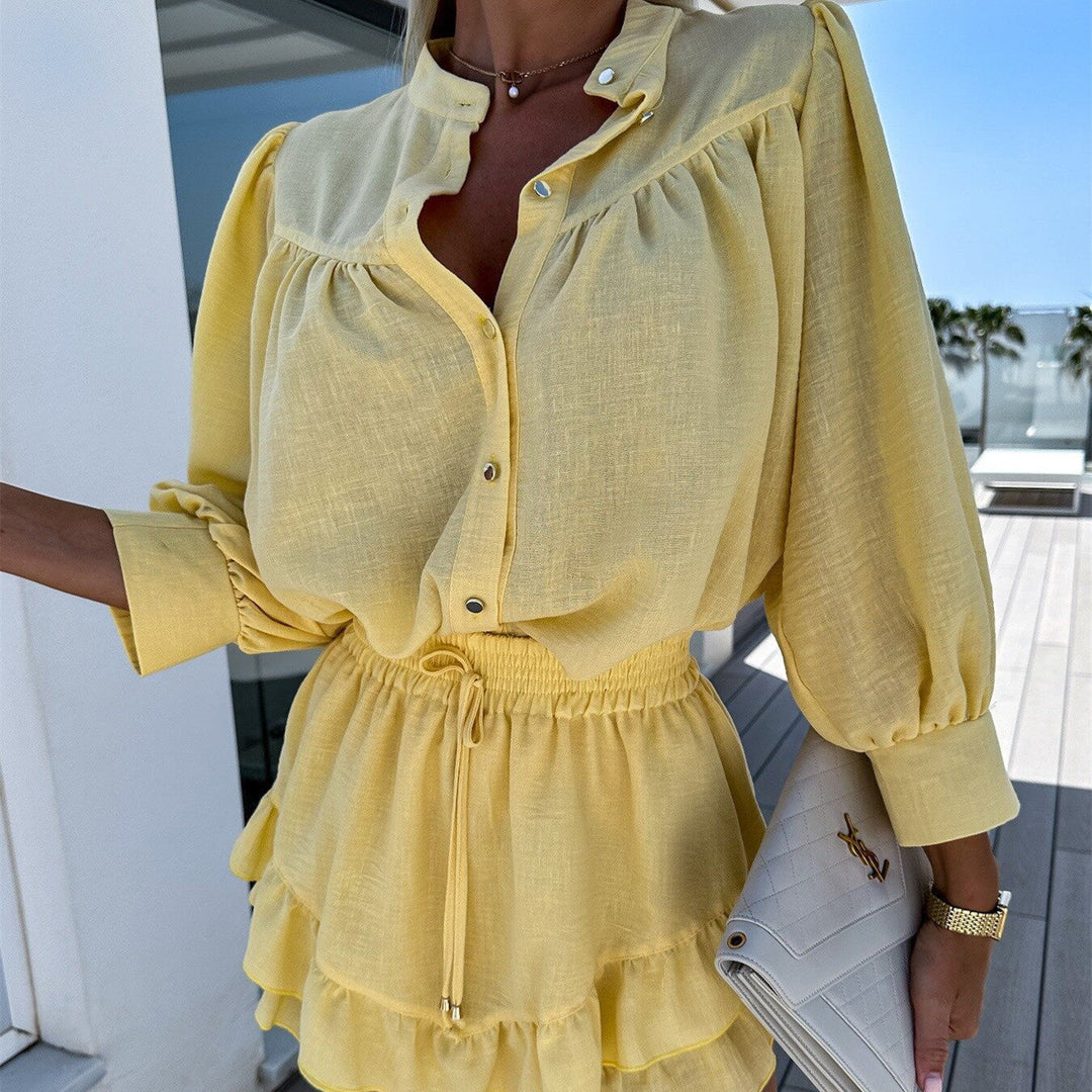 Emalia | Women's Relaxed Chic Fashion Set with Buttons