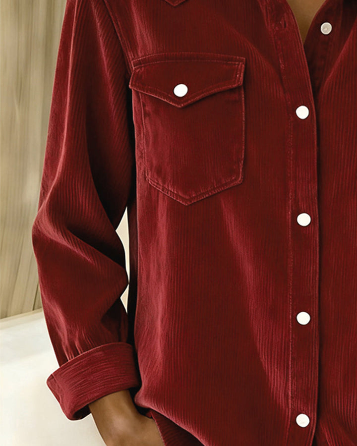 Lyra | Women's Classic Long Sleeve Shirt with Notch Collar and Buttons