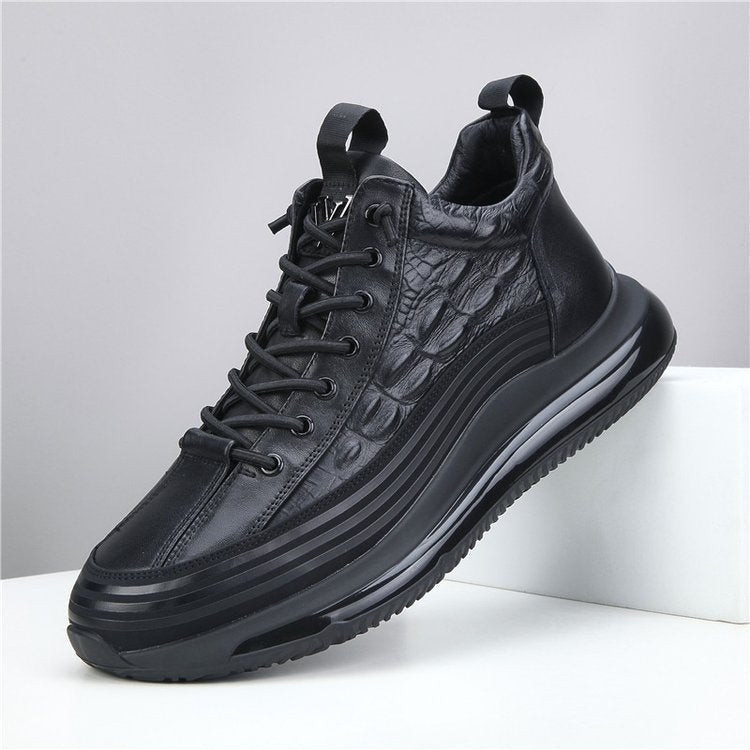 Men's Crocodile Print Lace-Up Sneakers