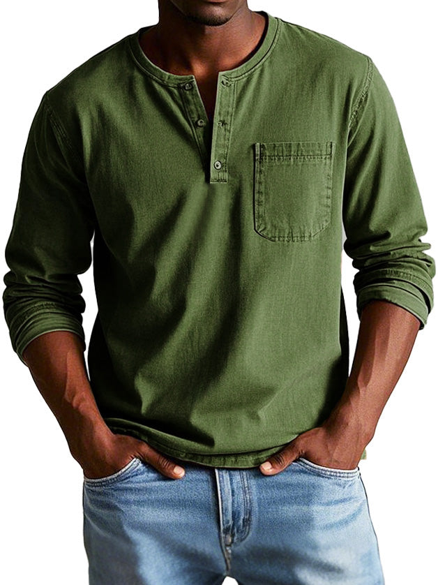 Ellis | Men's Long Sleeve Vintage Henley Shirt