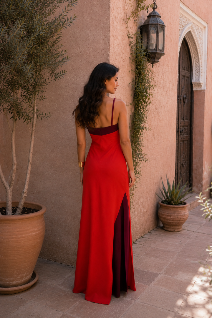 Women's Halter Neck Maxi Dress with Side Slit