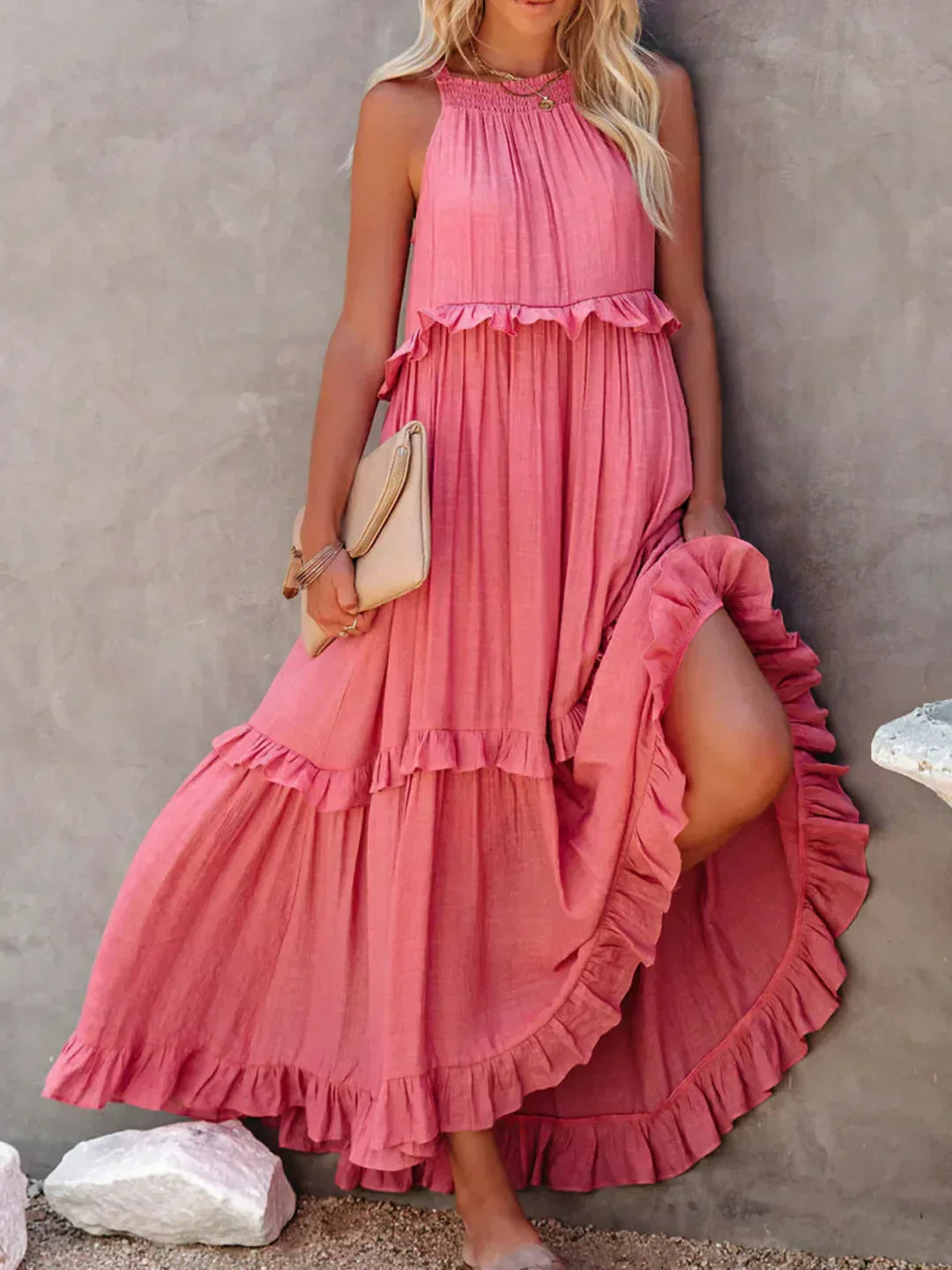 Sarah | Halter Ruffle Maxi Dress (Almost Sold Out)