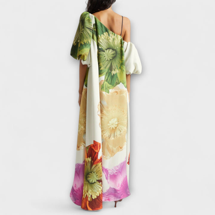Floral Maxi Dress with Asymmetrical Design