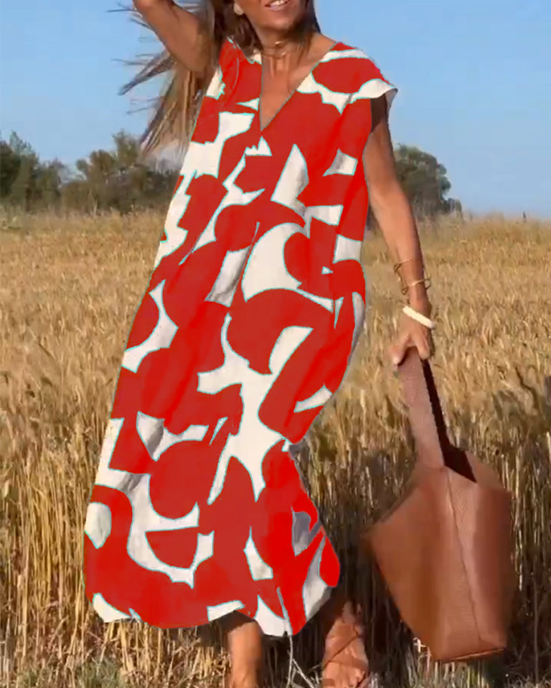 Elowen | Women's Relaxed Irregular Geometric Print Sleeveless Dress