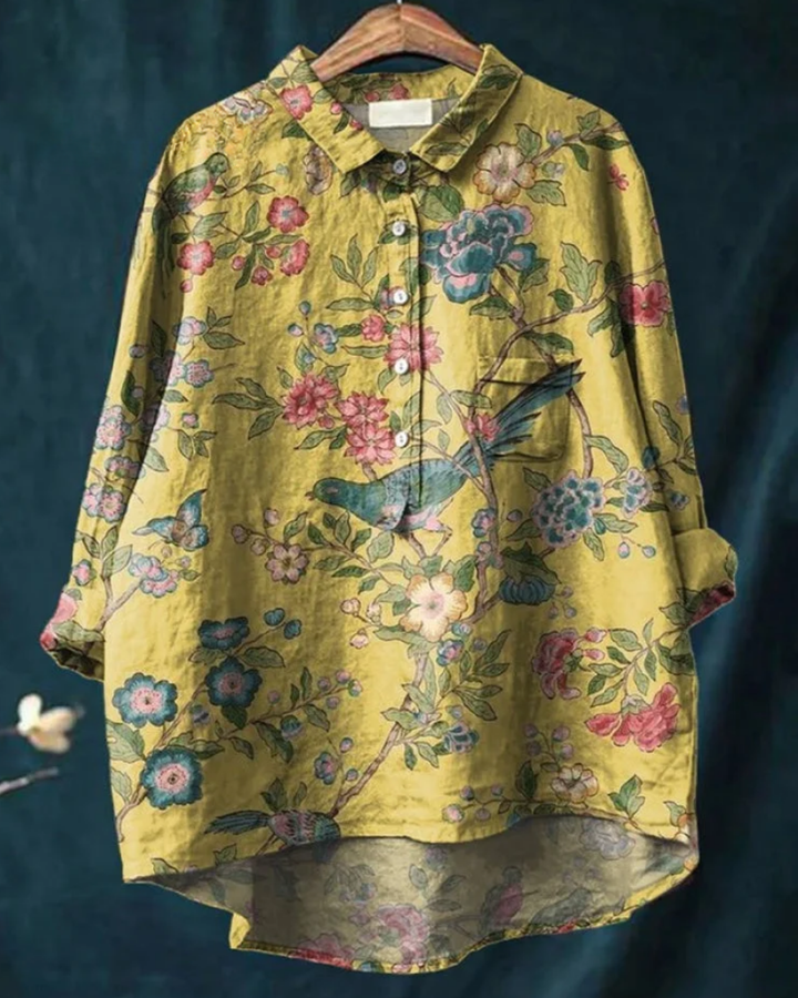 Jaclynn | Floral Shirt with Ruffle