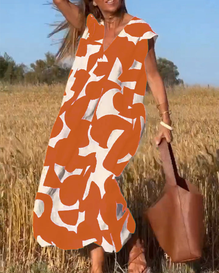 Elowen | Women's Relaxed Irregular Geometric Print Sleeveless Dress