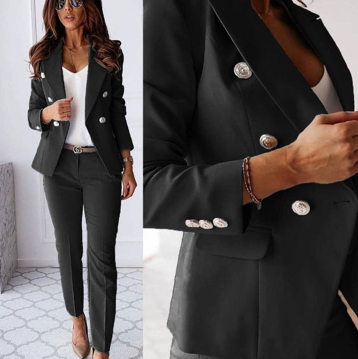 Lily | Women's Long Sleeve Double-Breasted Suit Set with Buttons