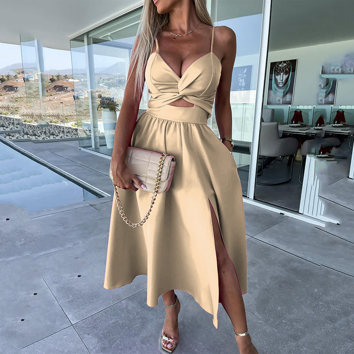 Chloe | Women's High Slit Spaghetti Strap Dress with Side Slit