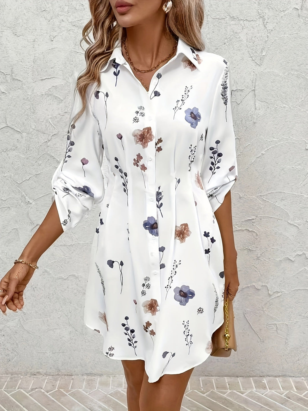 Maya | Women's Mini Elegant Floral Dress with Buttons