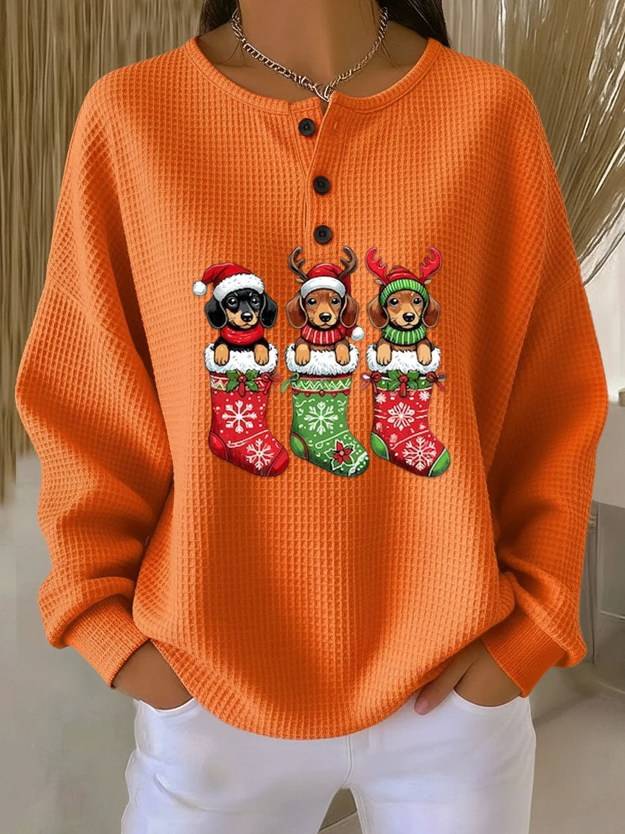 Grethe | Women's Vintage Christmas Sweater with Dog Motif
