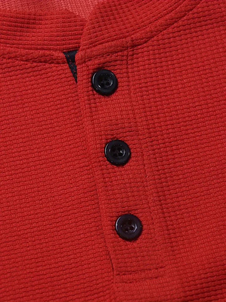 Chad | Men's Long Sleeve Crew Neck Henley Shirt with Buttons