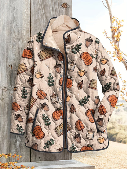 Women's Cozy Autumn Print Quilted Jacket