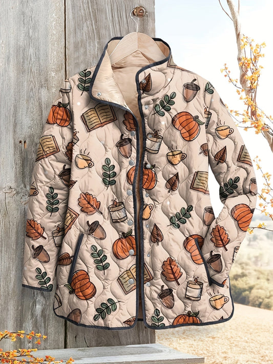 Women's Cozy Autumn Print Quilted Jacket