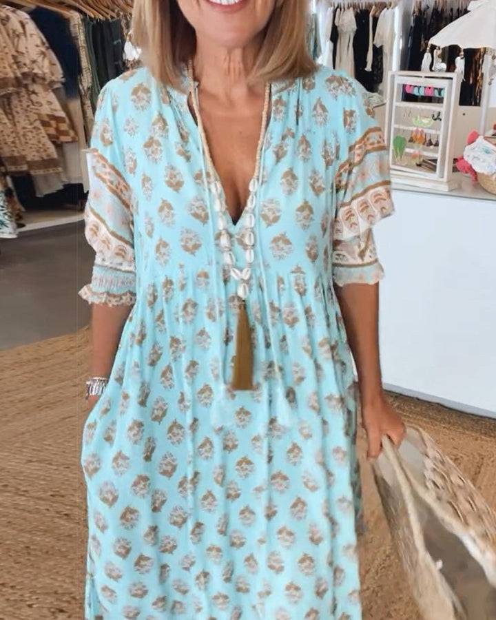 Modena™ | Casual Printed V-neck Half Sleeve Dress