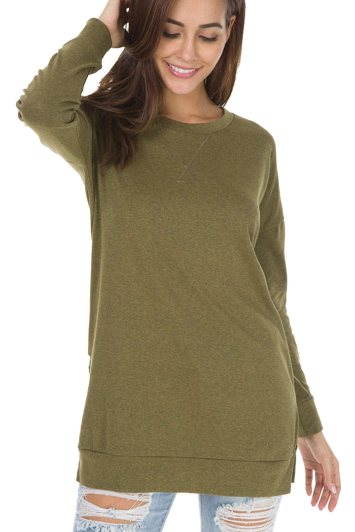 Violet™ - Long-Sleeved Side Slit Loose Top