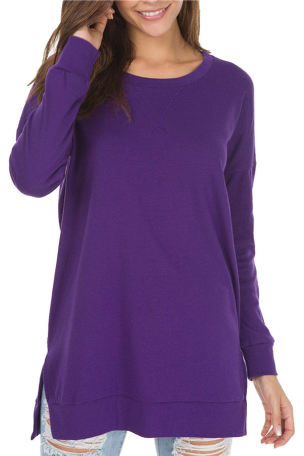 Violet™ - Long-Sleeved Side Slit Loose Top