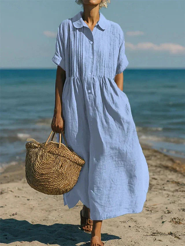 Lightweight Summer Button-Up Shirt Dress for Women