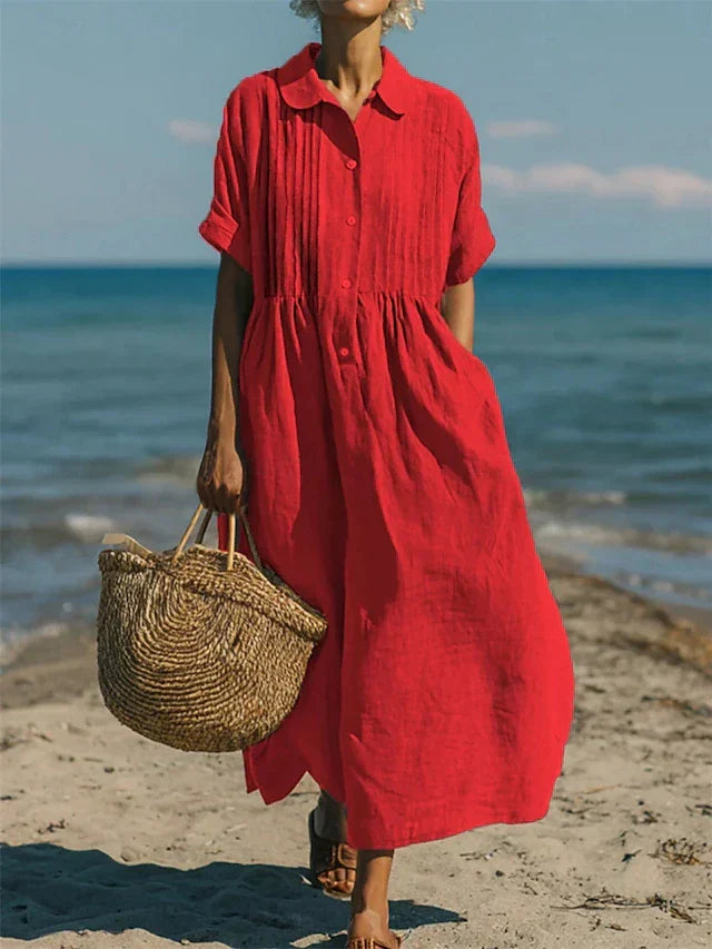 Lightweight Summer Button-Up Shirt Dress for Women