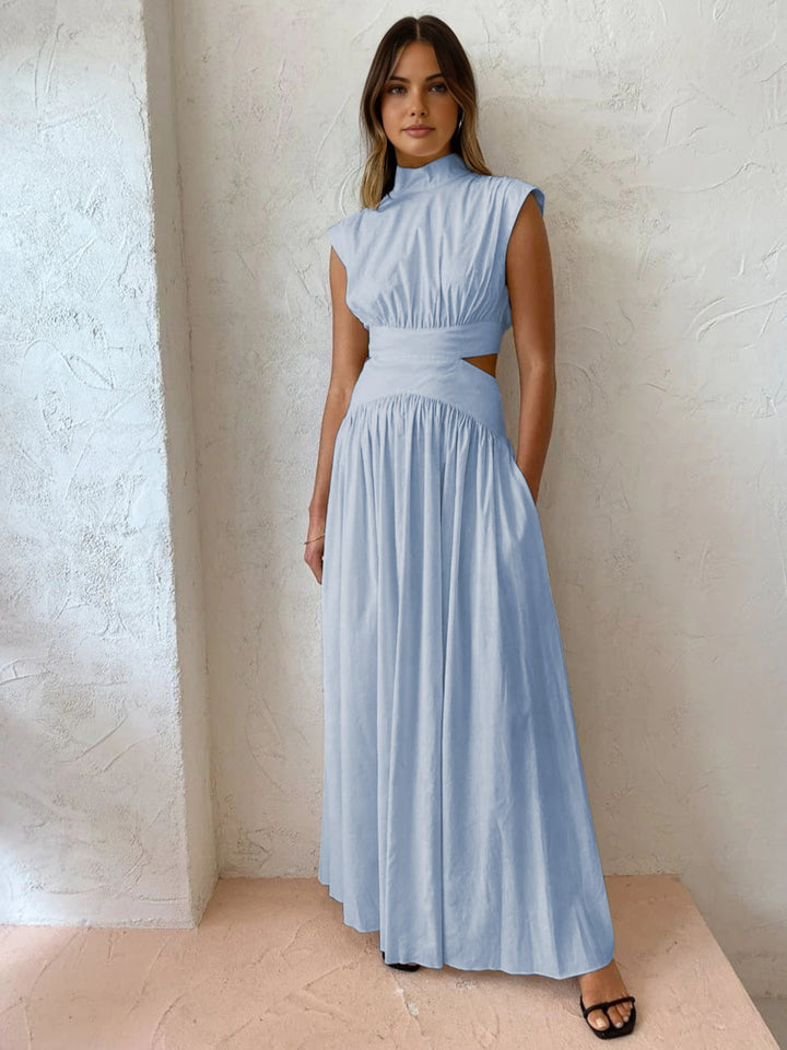Women's Cap Sleeve Maxi Dress with Cutouts