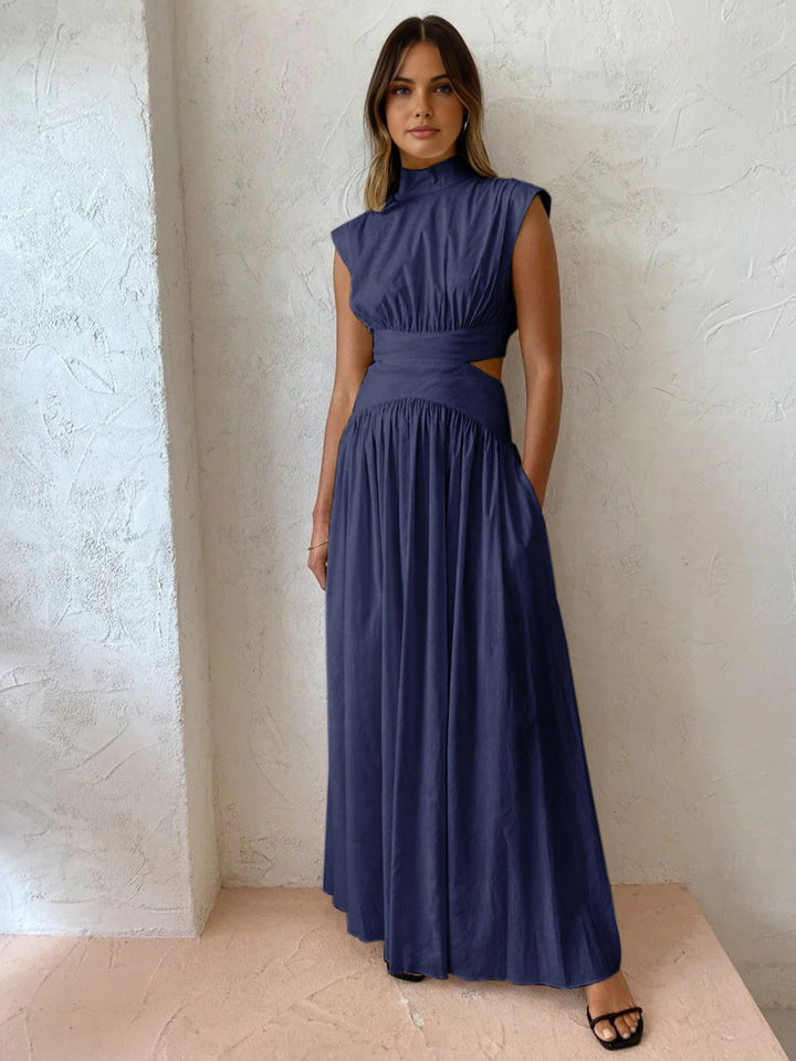 Women's Cap Sleeve Maxi Dress with Cutouts