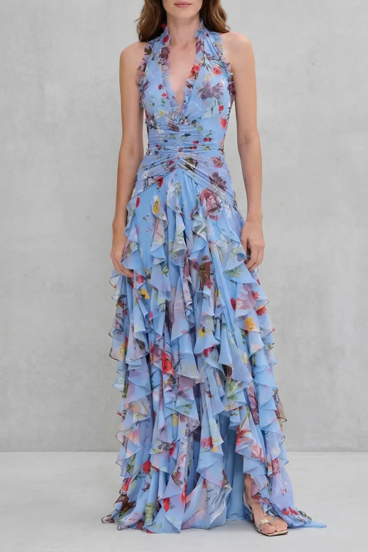 Belladina | Women's Floral Maxi Dress with Ruffles