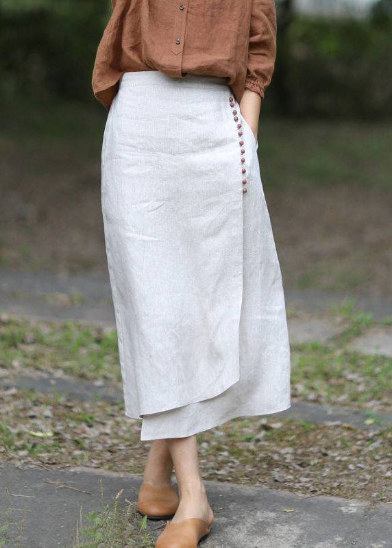 Boutique White Asymmetrical Design Elastic Waist A-Line Skirts Spring