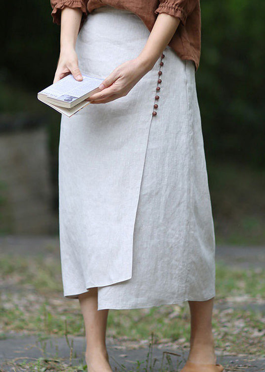 Boutique White Asymmetrical Design Elastic Waist A-Line Skirts Spring