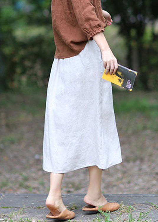 Boutique White Asymmetrical Design Elastic Waist A-Line Skirts Spring