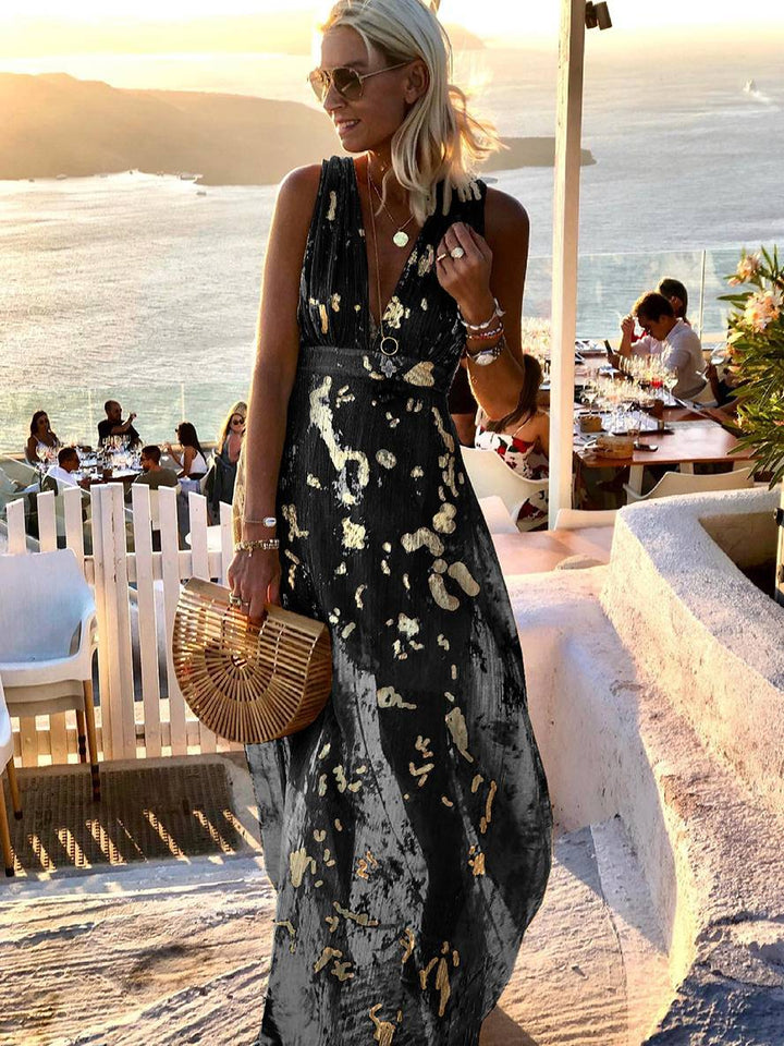 Women's V-Neck Sleeveless Floor-Length Dress