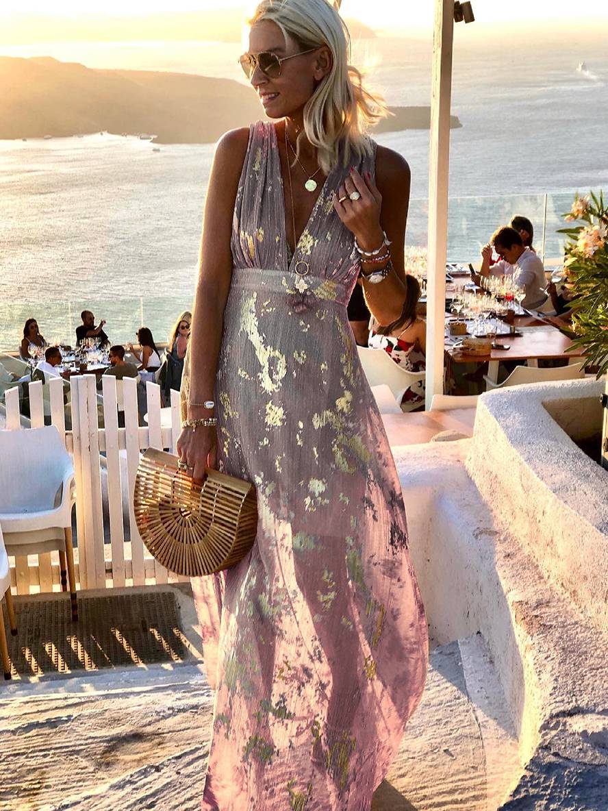 Women's V-Neck Sleeveless Floor-Length Dress
