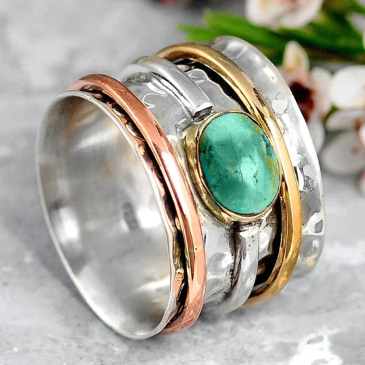 Carlota - Vintage Ring made of Gold and Silver with Turquoise