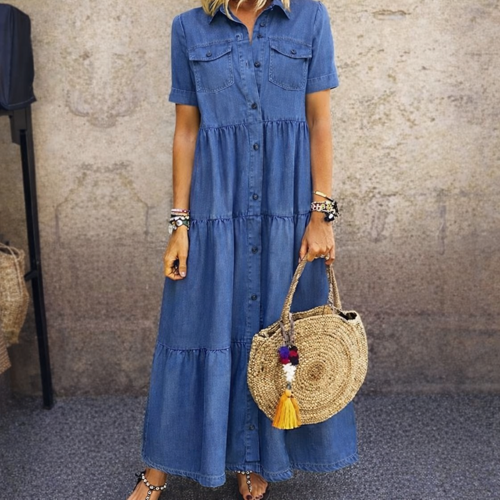 Elizabeth | Women's Short Sleeve Maxi Dress with Pockets
