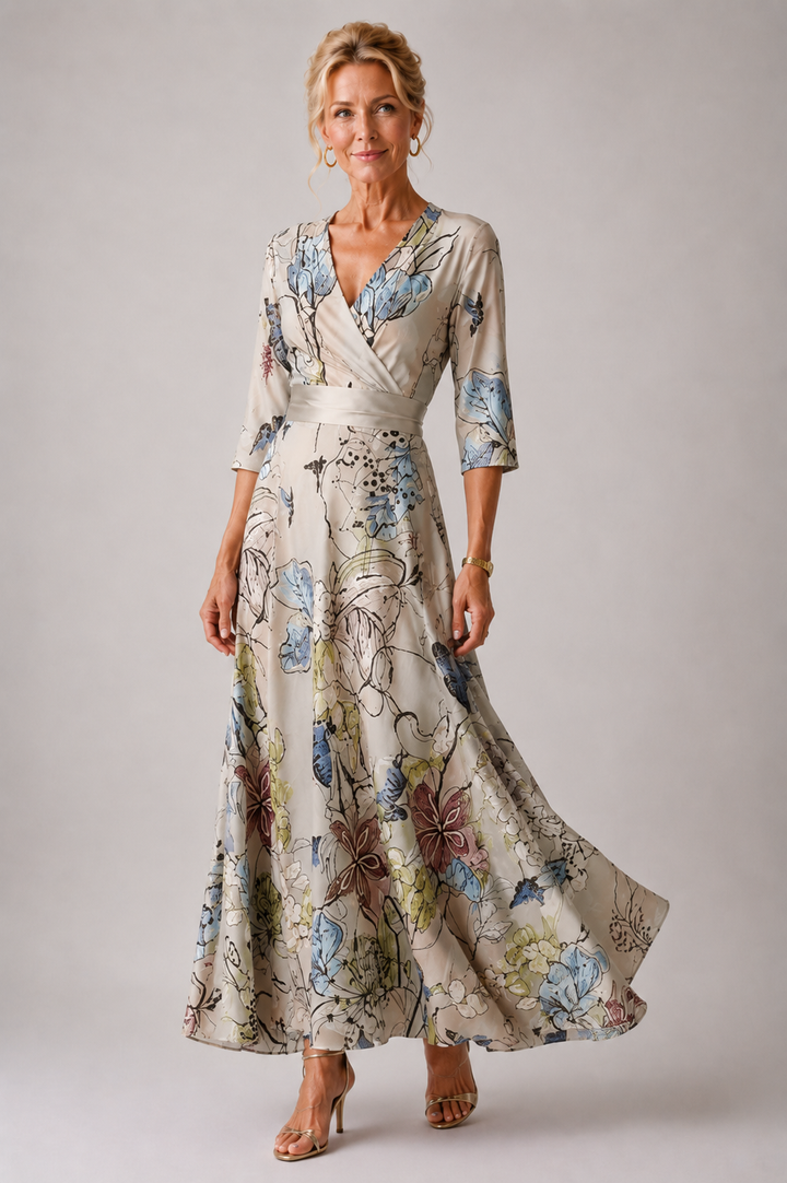 Ysa | Women's Floral Print Dress with V-Neckline